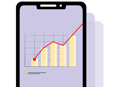 rising sales graph chart in mobile